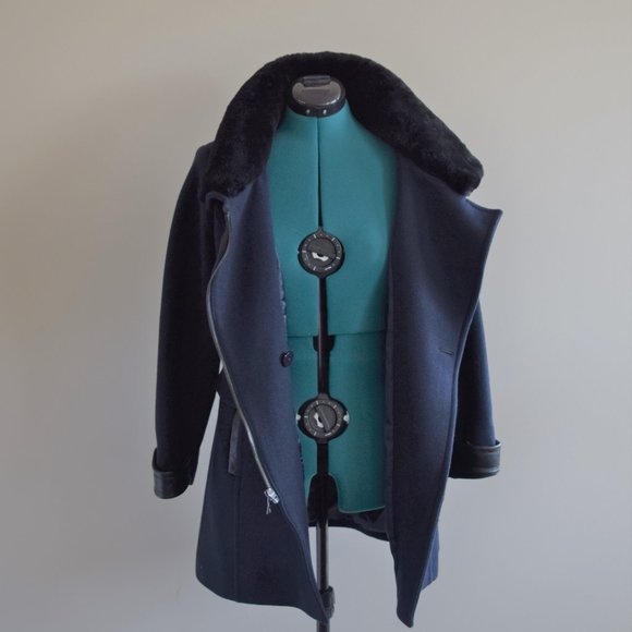 Navy Blue Aubree Lamb Shearling Jacket - Picture 9 of 15